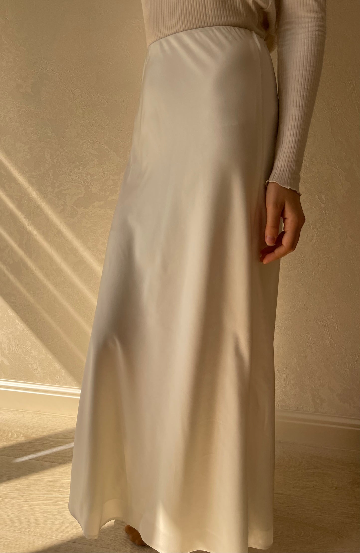 Jupe en biais satiné