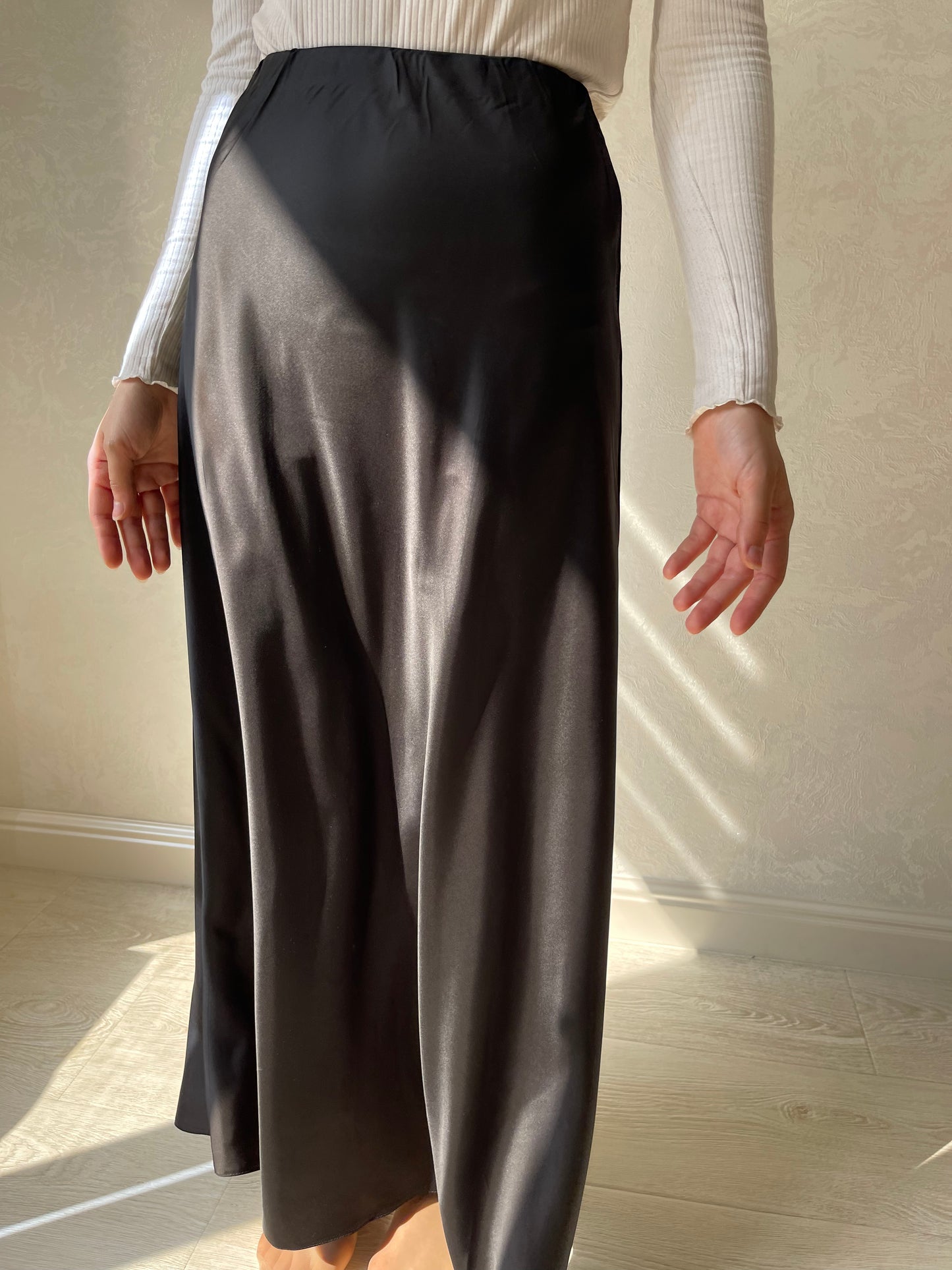 Jupe en biais satiné