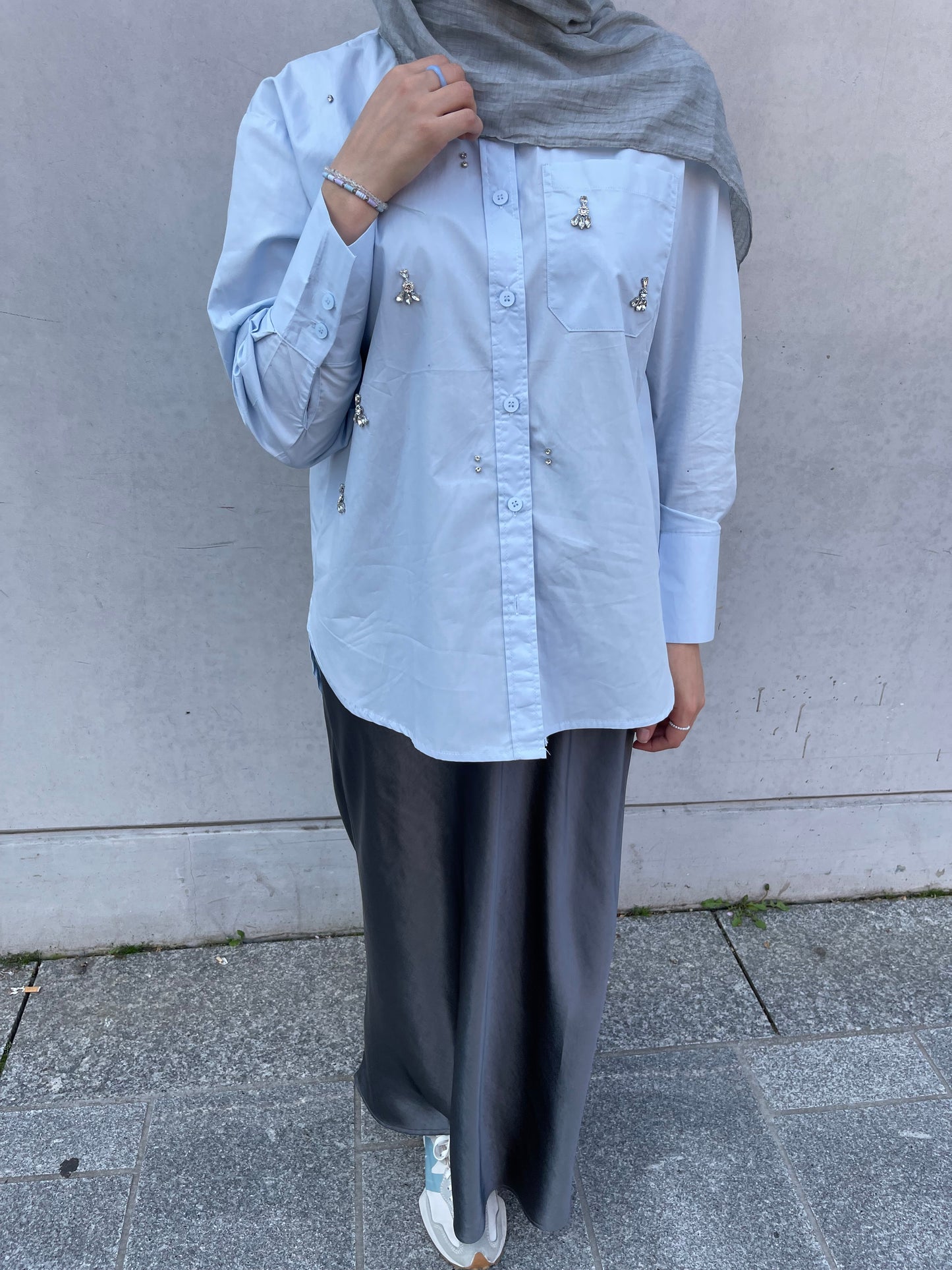 Chemise en coton perlée