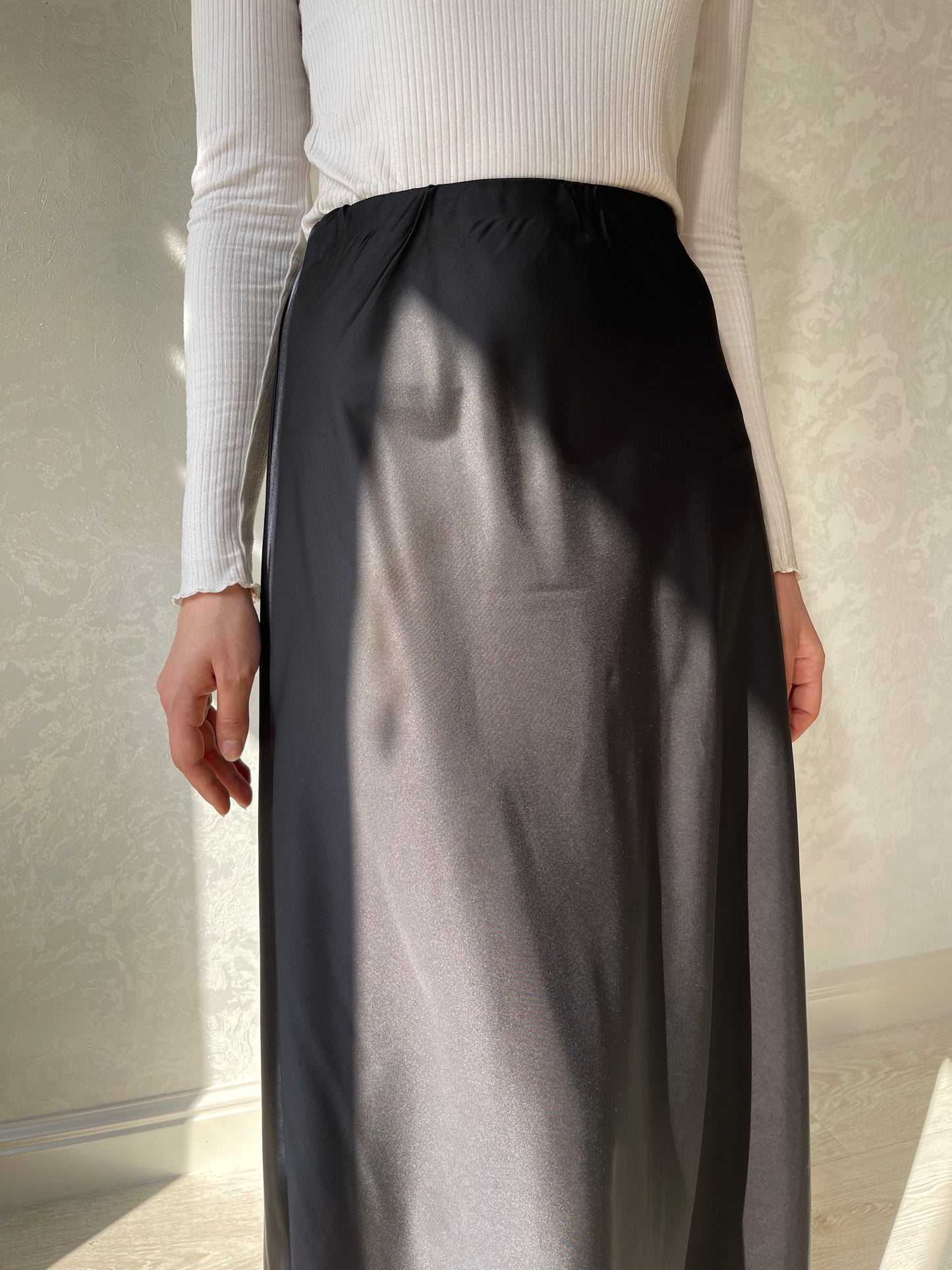 Jupe en biais satiné