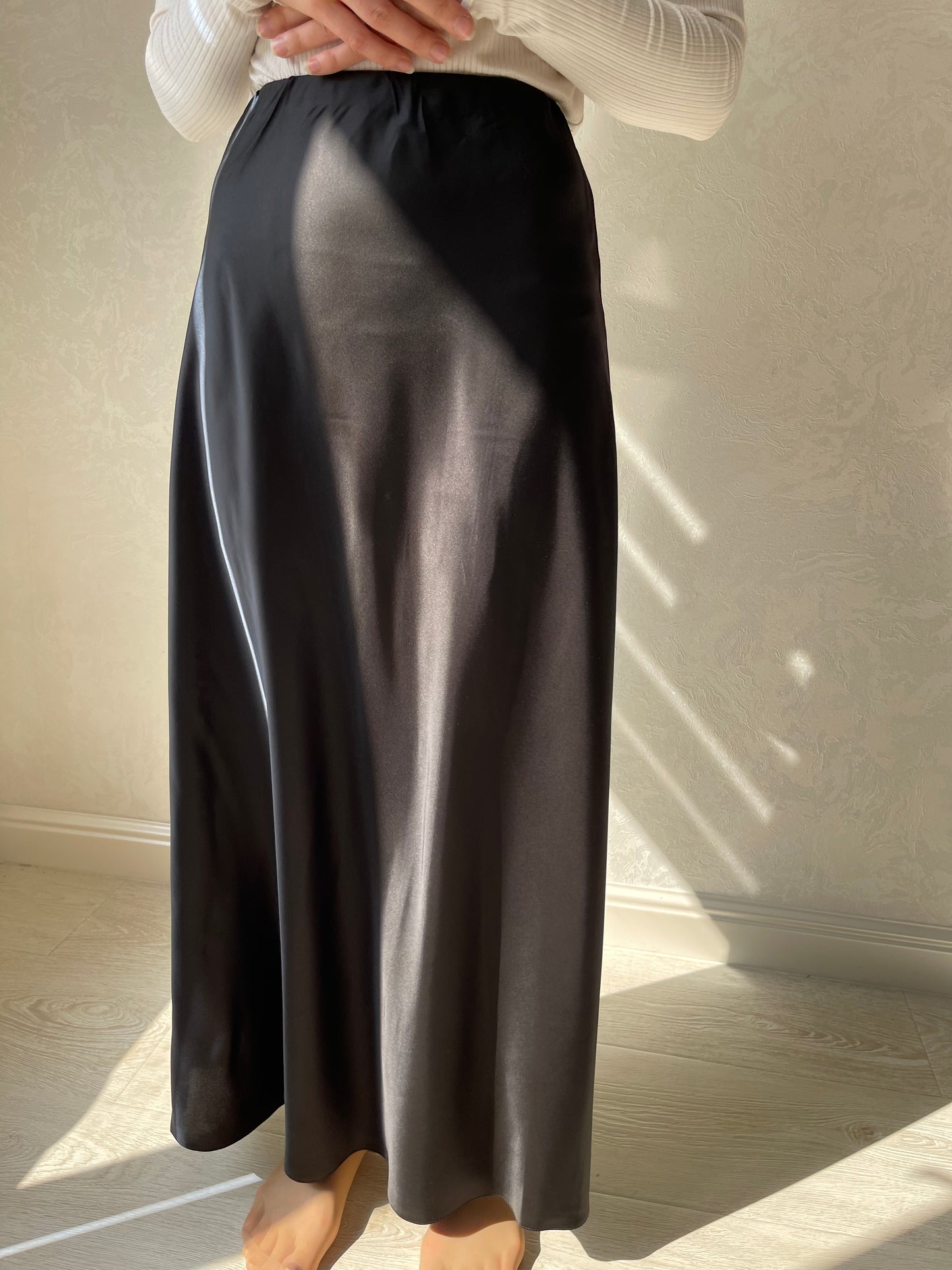 Jupe en biais satiné