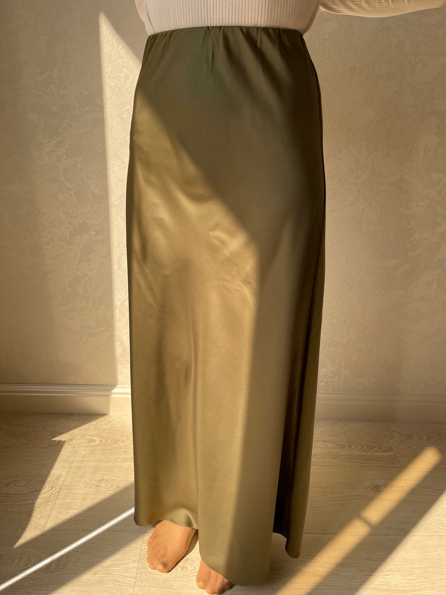 Jupe en biais satiné