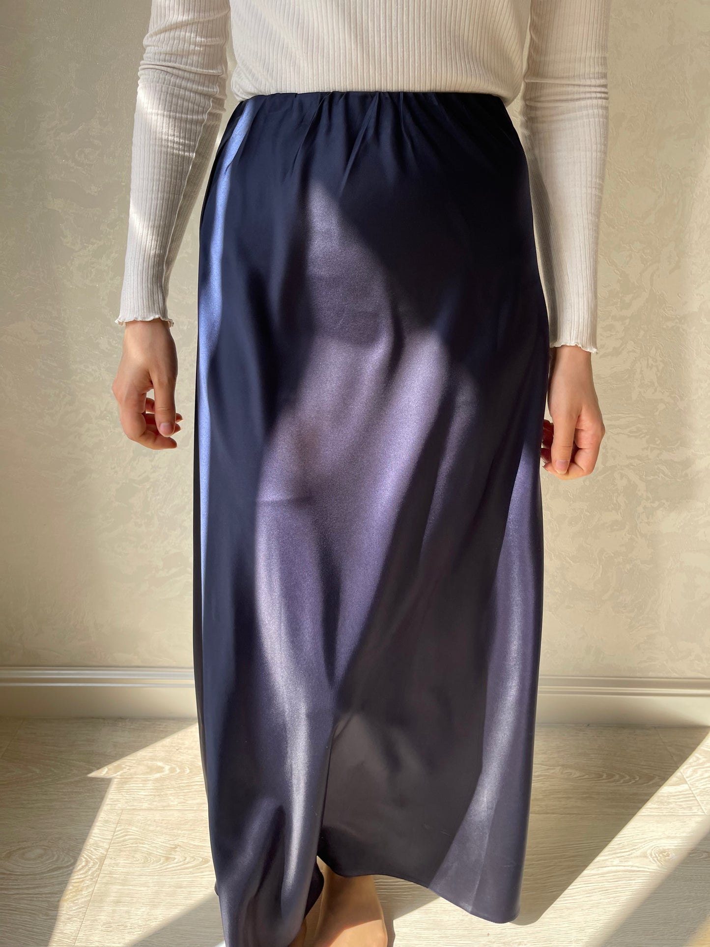 Jupe en biais satiné