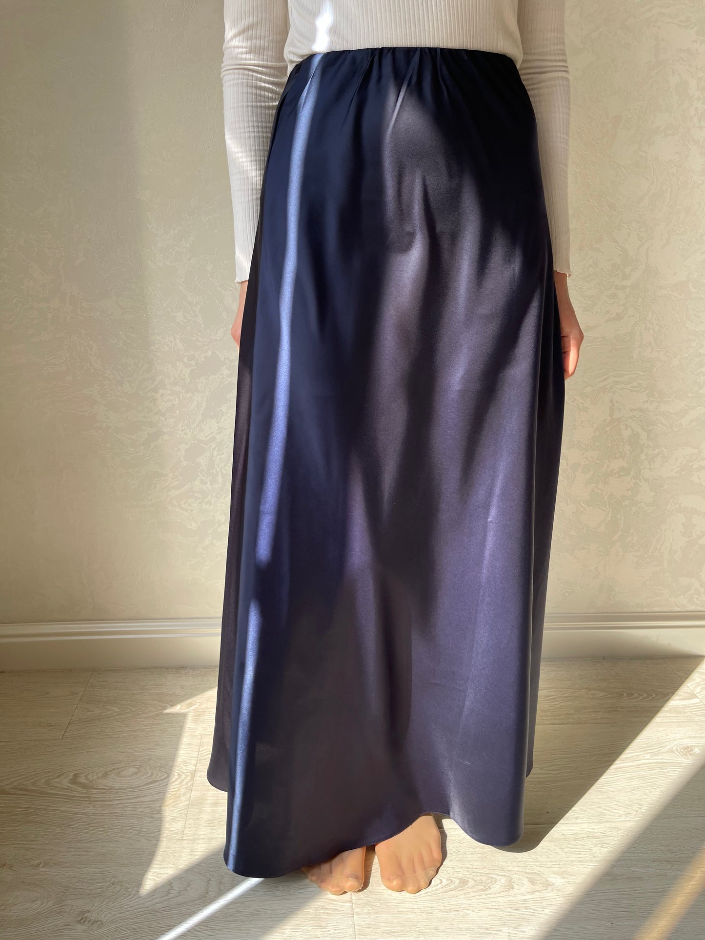 Jupe en biais satiné