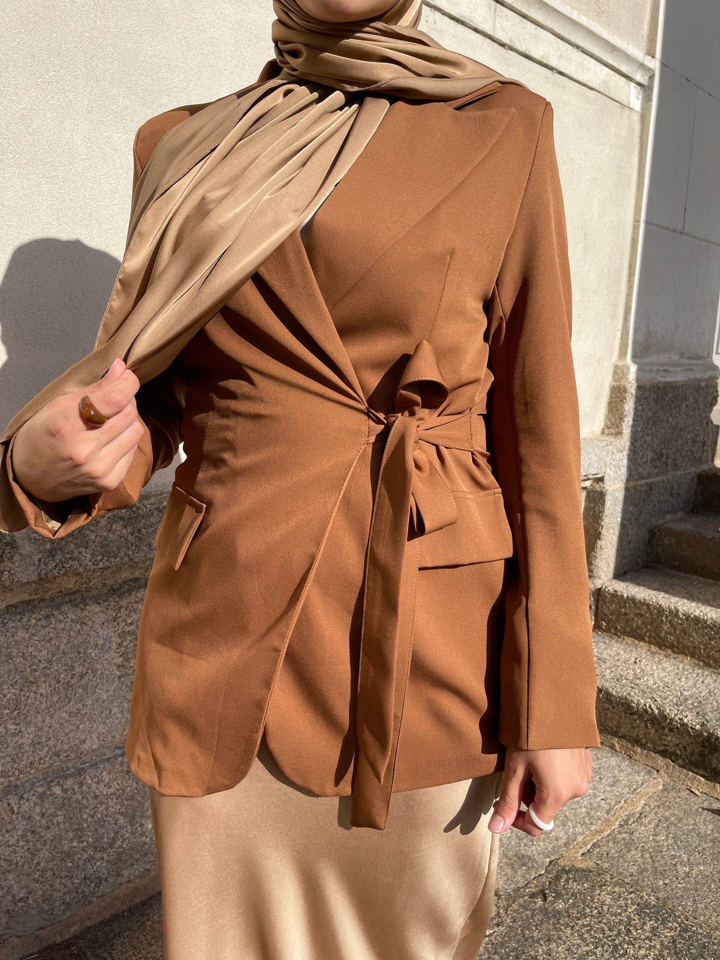 Blazer à nouer camel